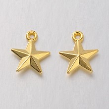 Honeyhandy Tibetan Style Alloy Pendants, Cadmium Free & Lead Free, Star, Golden, 16x14x4mm, Hole: 2mm