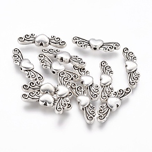 Honeyhandy Tibetan Style Alloy Beads, Cadmium Free & Lead Free, Heart, Antique Silver, 24x7x4mm, Hole: 1mm