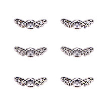 Tibetan Style Alloy Beads, Fairy Wing, Lead Free, Antique Silver, 4x14x4mm, Hole: 2mm; 200pcs/box