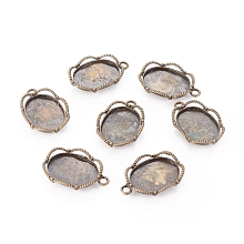 Honeyhandy Tibetan Style Alloy Pendant Cabochon Settings, Cadmium Free & Lead Free, Oval, Antique Bronze, Tray: 18x13mm, 26x17x3mm, Hole: 2mm