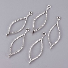 Honeyhandy Tibetan Style Oval Links connectors, Cadmium Free & Lead Free, Antique Silver, 44x14x1.5mm, Hole: 1.5mm