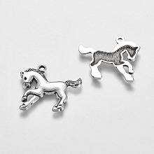 Honeyhandy Tibetan Style Alloy Pendants, Cadmium Free & Lead Free, Horse, Antique Silver, 27x24x2mm, Hole: 2mm