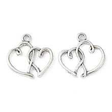 Honeyhandy Tibetan Style Alloy Pendants, Cadmium Free & Lead Free, Heart, Antique Silver, 19x19x2mm, Hole: 2mm