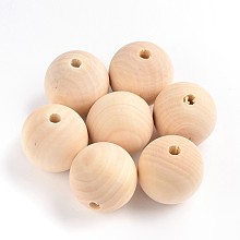 Honeyhandy Round Unfinished Wood Beads, Natural Wooden Loose Beads Spacer Beads, Lead Free, Moccasin, 40x37~38mm, Hole: 7mm