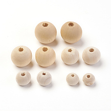 Unfinished Wood Beads, Natural Wooden Loose Beads Spacer Beads, Lead Free, Round, Moccasin, 8mm/10mm/12mm/14mm/16mm, Hole: 2~3mm; 250pcs/bag