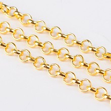 Honeyhandy Iron Rolo Chain, Unwelded, Lead Free, Golden, 4x1mm