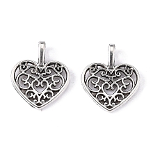 Honeyhandy Alloy Pendants, Cadmium Free & Lead Free, Heart, Antique Silver, 18x15x2mm, Hole: 2x4mm