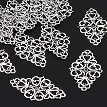 Honeyhandy Tibetan Style Alloy Rhombus Filigree Joiners Links, Cadmium Free & Lead Free, Antique Silver, 42x25x1mm, Hole: 2mm