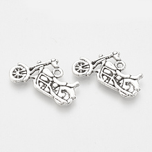 Honeyhandy Tibetan Style Alloy Pendants, Cadmium Free & Lead Free, Motorcycle, Antique Silver, 24x14x2mm, Hole: 1.5mm