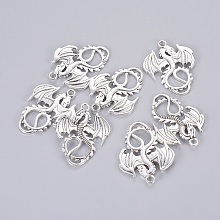 Honeyhandy Tibetan Style Alloy Pendants, Dragon, Cadmium Free & Lead Free, Antique Silver, 34.5x27.5x2mm, Hole: 2.5mm