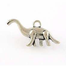 Honeyhandy Tibetan Style Alloy Pendants, Dinosaur, Cadmium Free & Lead Free, Antique Silver, 13x27x4mm, Hole: 2mm