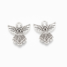 Honeyhandy Tibetan Style Alloy Pendants, Angel, Cadmium Free & Lead Free,, Antique Silver, 26x23x2.5mm, Hole: 1.5x4mm