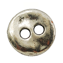 Honeyhandy Lead Free Antique Silver Tibetan Style Flat Round Buttons, 13x2mm, Hole: 2.5mm