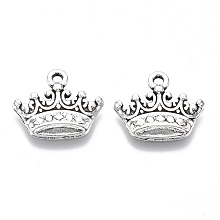 Honeyhandy Tibetan Style Alloy Pendants, Cadmium Free & Lead Free, Crown, Antique Silver, 14.5x17.5x2mm, Hole: 1.6mm