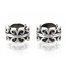 Honeyhandy Tibetan Style Alloy Beads, Large Hole Beads, Cadmium Free & Lead Free, Column, Antique Silver, 9x8x5.5mm, Hole: 5mm