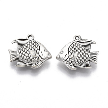 Honeyhandy Tibetan Style Alloy Pendants, Cadmium Free & Lead Free, Tropical Fish, Antique Silver, 16x18x4mm, Hole: 1.2mm