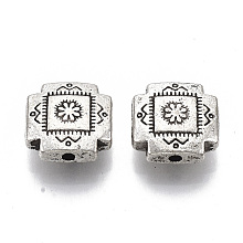 Honeyhandy Tibetan Style Alloy Beads, Cadmium Free & Lead Free, Cross, Antique Silver, 12x12x5mm, Hole: 1.6mm