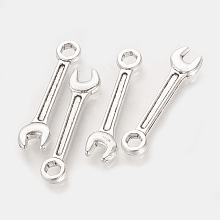 Honeyhandy Tibetan Style Alloy Pendants, Wrench, Cadmium Free & Lead Free, Antique Silver, 24x6x2mm, Hole: 2mm