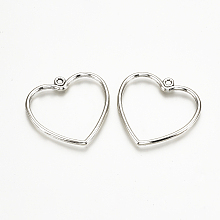 Honeyhandy Tibetan Style Alloy Pendants, Heart, Cadmium Free & Lead Free, Antique Silver, 28.5x30x2mm, Hole: 1mm