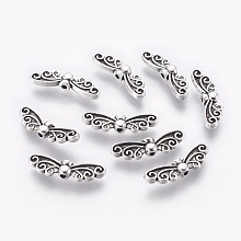 Honeyhandy Tibetan Style Alloy Beads, Lead Free & Cadmium Free, Butterfly, Antique Silver, Size: about 7mm wide, 22mm long, hole: about 1mm