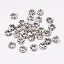 Honeyhandy Tibetan Style Alloy Beads, Cadmium Free & Lead Free, Donut, Antique Silver, 8x2mm, Hole: 3mm