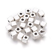 Honeyhandy Tibetan Style Alloy Spacer Beads, Lead Free & Cadmium Free, Antique Silver Color, Cube, 4x4x4mm, Hole: 2mm