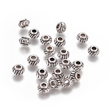 Honeyhandy Tibetan Style Alloy Spacer Beads, Lead Free, Rondelle, Antique Silver, 6x4mm, Hole: 2mm