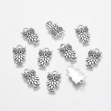 Honeyhandy Tibetan Style Alloy Pendants, Cadmium Free & Lead Free, Halloween, Owl, Antique Silver, 20x11x3mm, Hole: 2mm