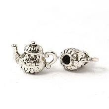 Honeyhandy Tibetan Style Alloy Charms, Teapot, Cadmium Free & Lead Free, Antique Silver, Size: about 13mm long, 15mm wide, 8mm thick, hole: 2mm