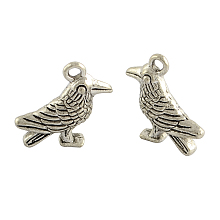 Honeyhandy Tibetan Style Alloy Bird Pendants, Cadmium Free & Lead Free, Antique Silver, 18x19x5.5mm, Hole: 2mm