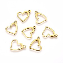 Honeyhandy Tibetan Style Alloy Pendants, Cadmium Free & Lead Free, Heart, Antique Golden, 13x15x1mm, Hole: 1.5mm