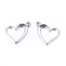 Honeyhandy Tibetan Style Alloy Charms, Cadmium Free & Lead Free, Heart, Platinum, 13x15x1mm