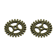 Honeyhandy Tibetan Style Alloy Steampunk Pendants, Cadmium Free & Lead Free, Gear, Antique Bronze, 12x1mm, Hole: 1mm