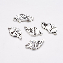 Honeyhandy Tibetan Style Alloy Split Pendants, Cadmium Free & Lead Free, Heart with Word Best Friends, Heart, Antique Silver, 22x12x2mm, Hole: 1.5mm