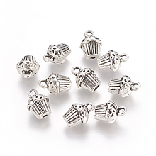 Honeyhandy Antique Silver Alloy Cake Pendants, Cadmium Free & Lead Free, 14x10x8mm, Hole: 2mm, Half Drilled: 2mm