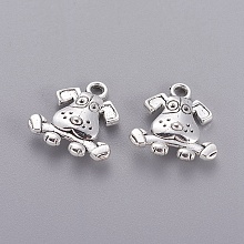 Honeyhandy Tibetan Style Puppy Pendants, Cadmium Free & Lead Free, Beagle Dog Charms, Antique Silver, 16x15x3.5mm, Hole: 2mm