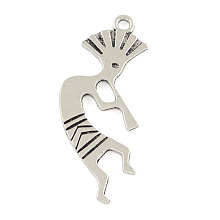 Honeyhandy Tibetan Style Alloy Pendants, Cadmium Free & Lead Free, Kokopelli, Antique Silver, 38x16x1.5mm, Hole: 2mm