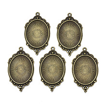 Honeyhandy Tibetan Style Alloy Pendant Cabochon Settings, Cadmium Free & Lead Free, Oval, Antique Bronze, Tray: 40x30mm, 65x37x2.5mm, Hole: 2.5mm