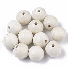 Honeyhandy Unfinished Natural Wood Beads, Macrame Beads Large Hole, Waxed Wooden Beads, Smooth Surface, Round, Floral White, 25mm, Hole: 6~7mm