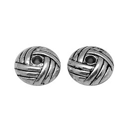 NBEADS Zinc Alloy Spacer Beads about 1000pcs/bag Flat Round Lead Free Antique Silver, 6x3.2mm