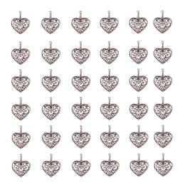 PandaHall Elite 100pcs Antique Silver Tibetan Alloy Hollow Sweet Heart Charms 18x15mm for DIY Jewelry Making