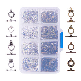 PandaHall Elite 1 Box 80 Sets 8 Style Tibetan Style Alloy Toggle TBar Clasps Jewelry Making Findings Lead Free