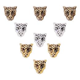 PandaHall Elite 30pcs 3 Color Tibetan Alloy Leopard Head Beads Connector Charm Beads Metal Spacers for Bracelet Necklace Earrings Jewelry Making