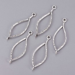 Honeyhandy Tibetan Style Oval Links connectors, Cadmium Free & Lead Free, Antique Silver, 44x14x1.5mm, Hole: 1.5mm