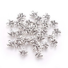 Tibetan Style Alloy Charms, Cadmium Free & Lead Free, Bee, Antique Silver, 10x11x2mm, Hole: 2mm