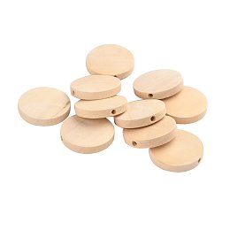 NBEADS 500pcs Wood Beads, Lead Free, Flat Round, 25x5mm, Hole: 2mm