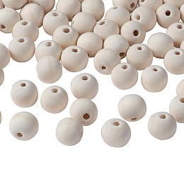 Natural Unfinished Wood Beads, Round Wooden Loose Beads Spacer Beads for Craft Making, Lead Free, Moccasin, 14mm, Hole: 3.5mm