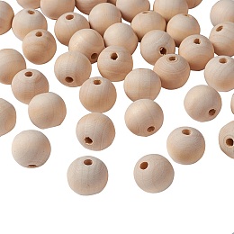 Honeyhandy Natural Unfinished Wood Beads, Round Wooden Loose Beads Spacer Beads for Craft Making, Macrame Beads, Large Hole Beads, Lead Free, Moccasin, 20mm, Hole: 4~5mm