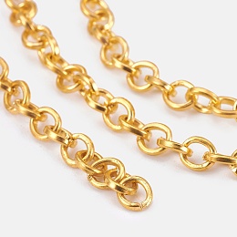 Honeyhandy Iron Cable Chains, Unwelded, Round, Golden, 5x4x1mm