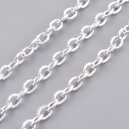 Honeyhandy Iron Cable Chains, Unwelded, with Spool, Oval, Lead Free, Silver Color, 5x3x1mm, about 32.8 Feet(10m)/roll